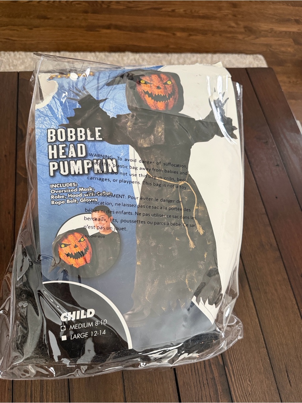 Spirit Bobble Head Pumpkin Costume - Black & Orange